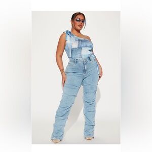 Catch my vibe stacked straight leg jeans